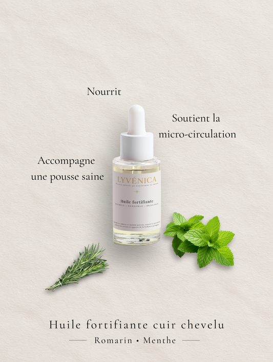 Huile fortifiante cuir chevelu & cheveux – Romarin & Menthe
