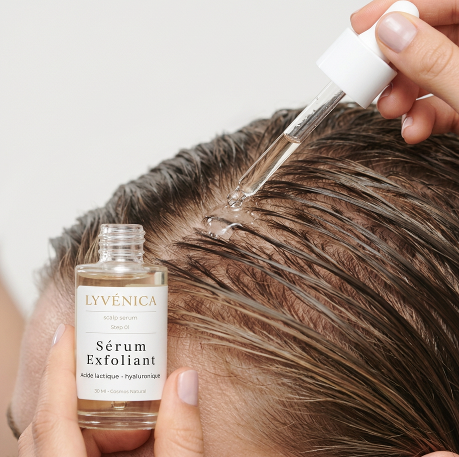 Step 01 - Sérum Exfoliant Cuir Chevelu · Acide Lactique & Hyaluronique · Lyvénica