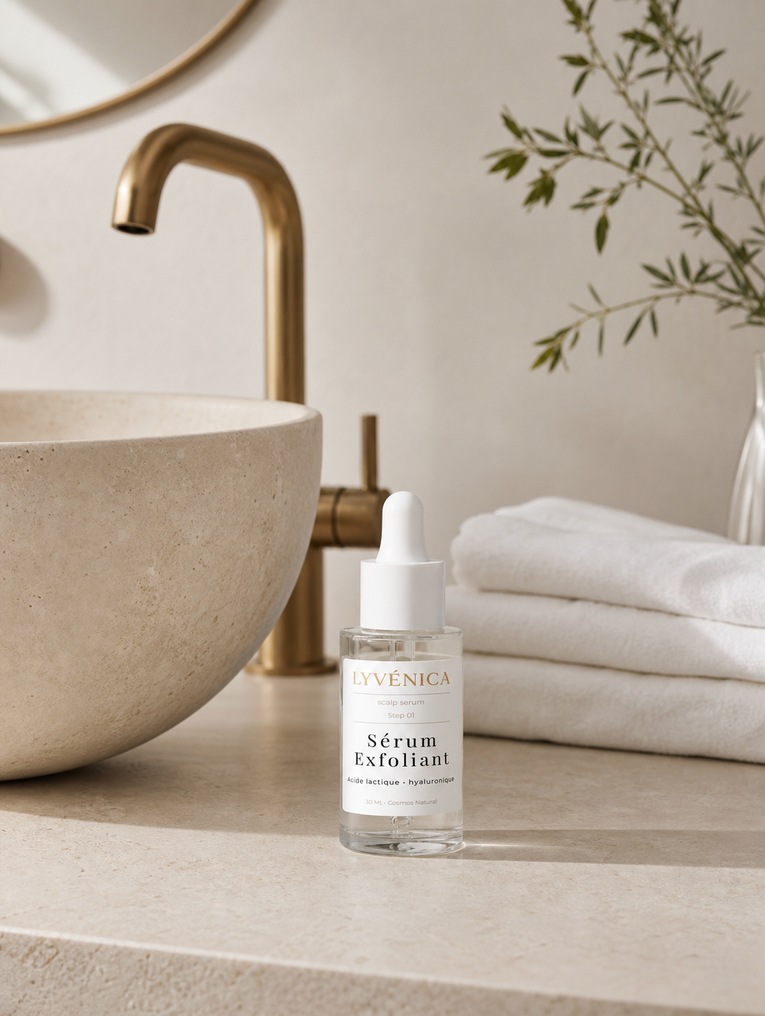 Step 01 - Sérum Exfoliant Cuir Chevelu · Acide Lactique & Hyaluronique · Lyvénica
