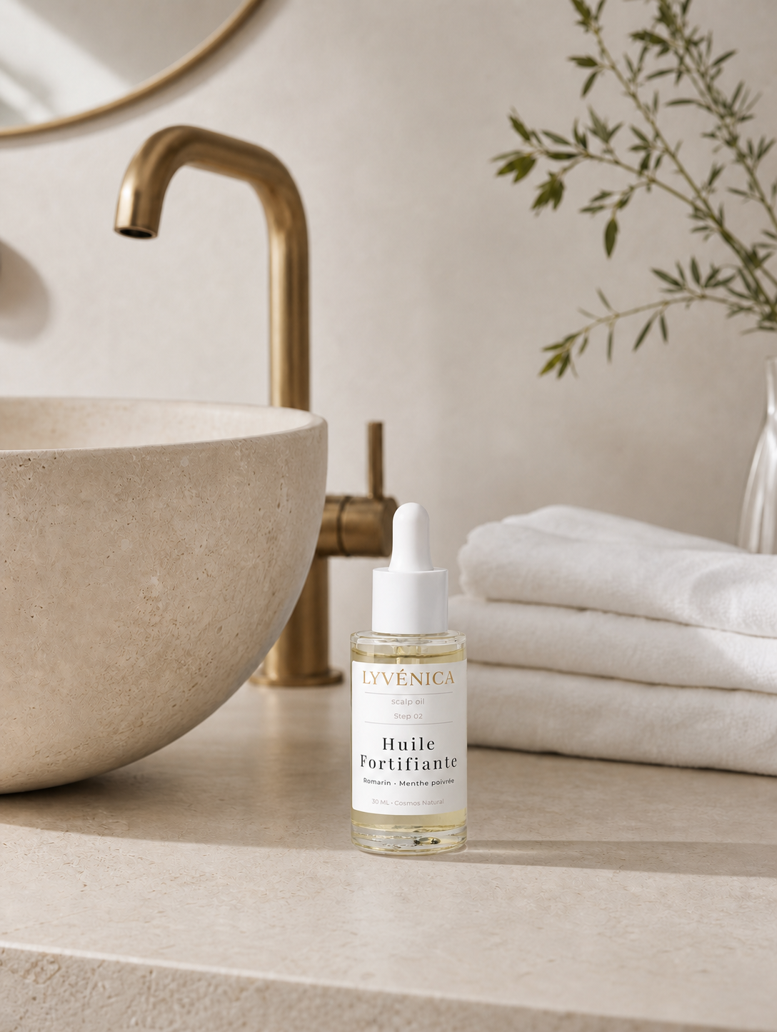 Step 02- Huile Fortifiante Cuir Chevelu · Romarin & Menthe Poivrée · Lyvénica
